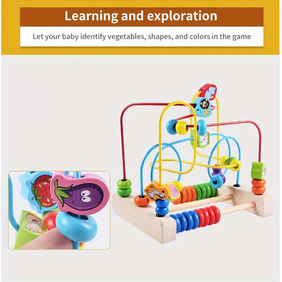 Creative Wooden Maze Baby Cute Bead Toys Vegetables Fruits Temu