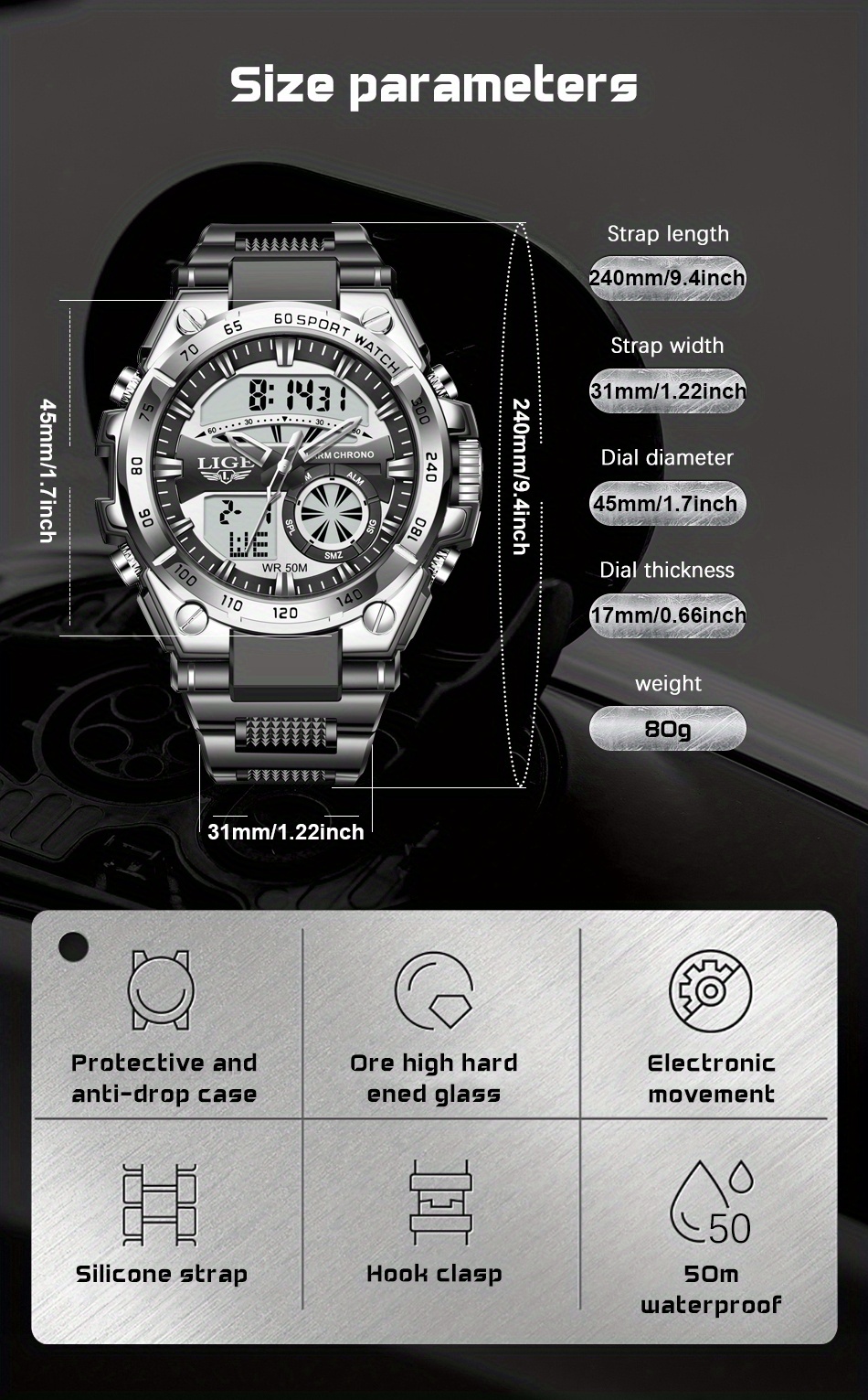 Lige Reloj Militar Digital Hombres 50m Impermeable Reloj Pulsera Led Reloj  Cuarzo Reloj Deportivo Hombre Relojes Hombres Relogios Masculino, Elección  Ideal Regalos, Compre , Ahorre