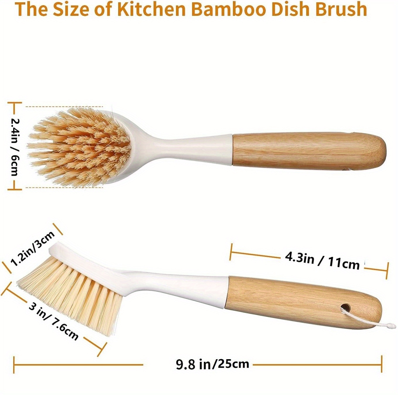 Bamboo Dish Scrub Brush Kitchen Dish Scrubber Brush Set For - Temu