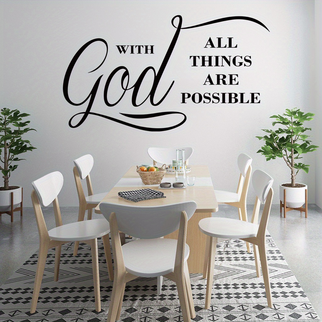 Sticker Mural Chrétien avec Dieu, Tout est Possible Autocollant