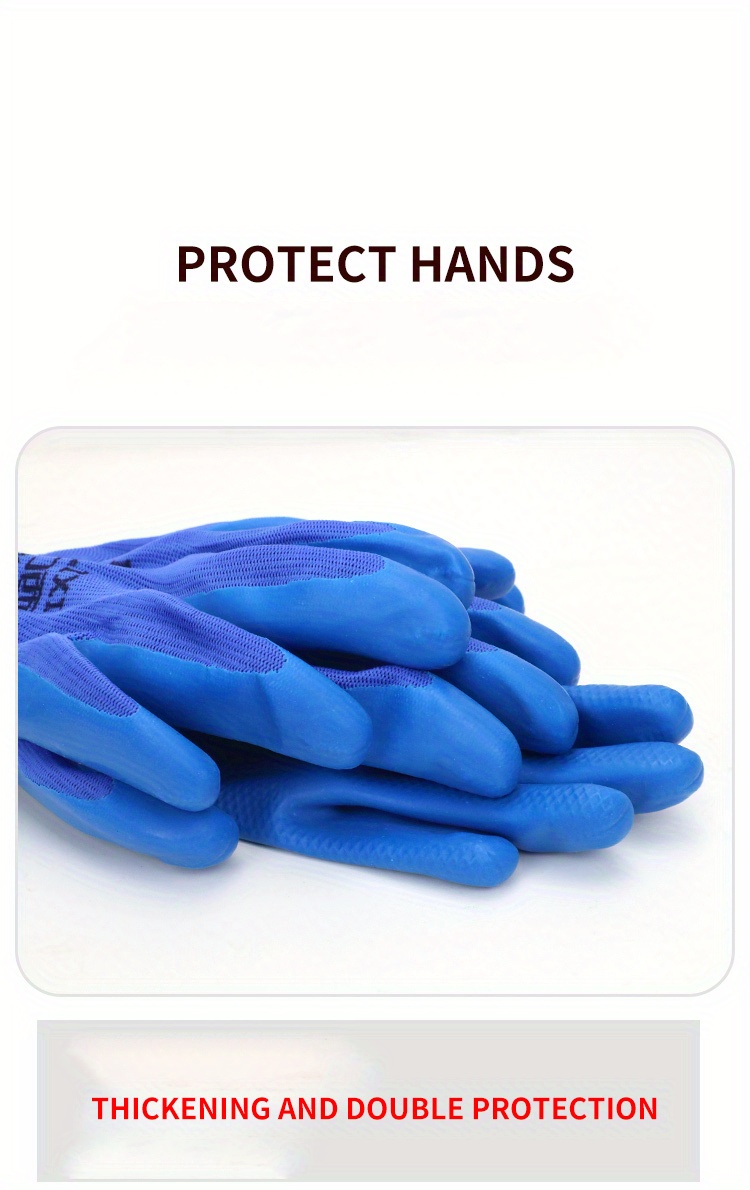 G & F 1511M-DZ - Guantes de trabajo con revestimiento de látex de goma para  construcción, azul, patrón arrugado, para hombre M (se venden por docena