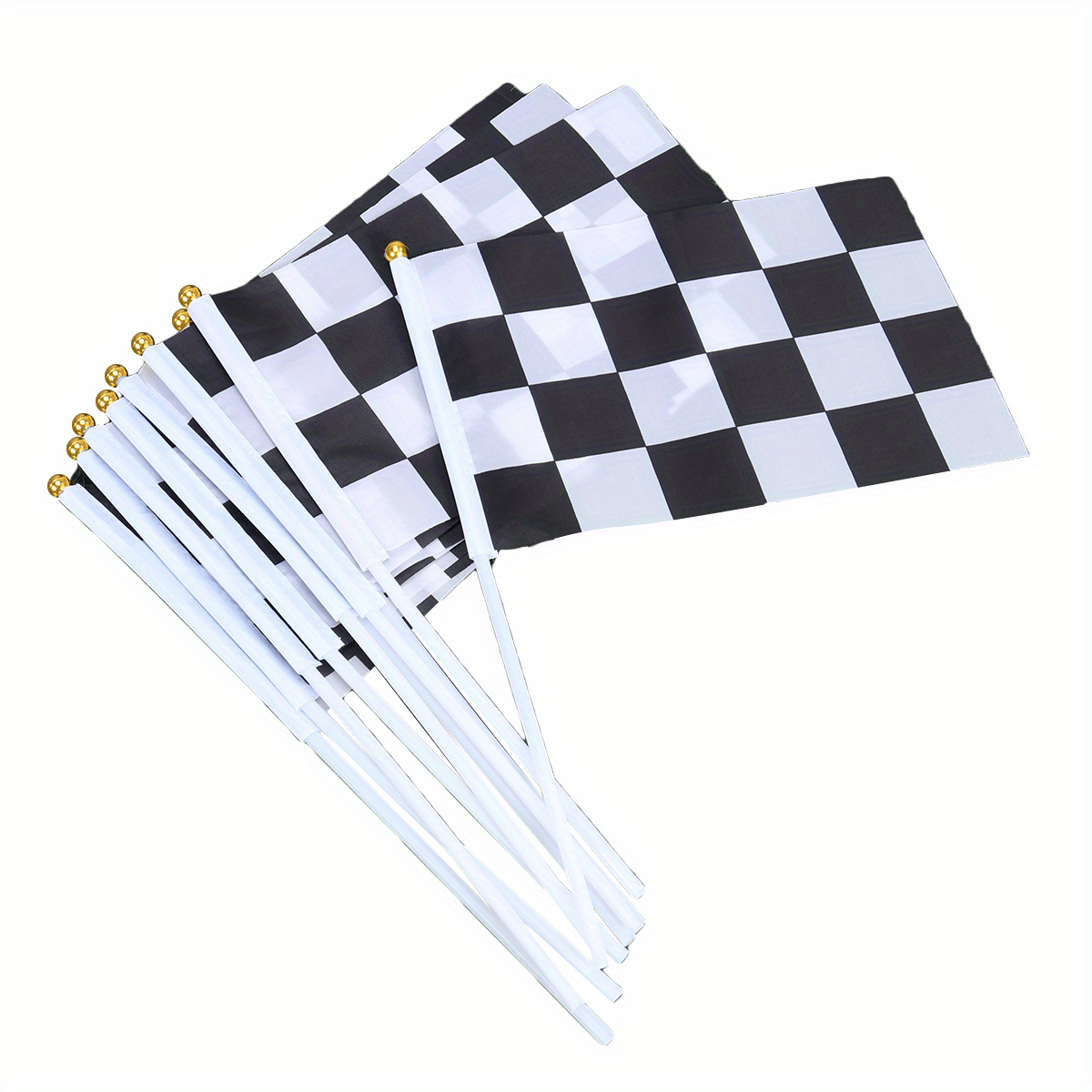 Checkered Black And White Racing Stick Flag, Hand Waving Flag, Plastic ...