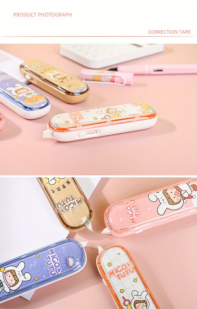 Cute Cartoon Correction Tape: Pet Transparent Film Tape - Temu