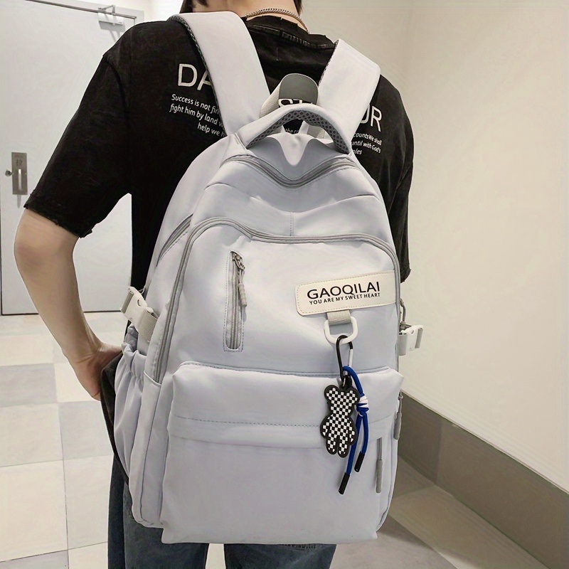 Cartables scolaires GENERIQUE Loisirs zipper bag sac à dos étudiant sac  pliant sac à bandoulière couple sac de voyage - blanc