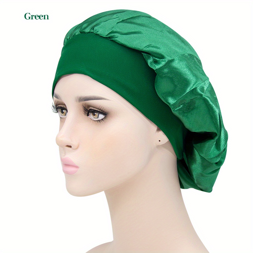  DONNA Wide Edge Satin Bonnet Tribal Shower Cap for Women Silk  Bonnet for Sleeping Satin Bonnet Jumbo GREEN : Beauty & Personal Care