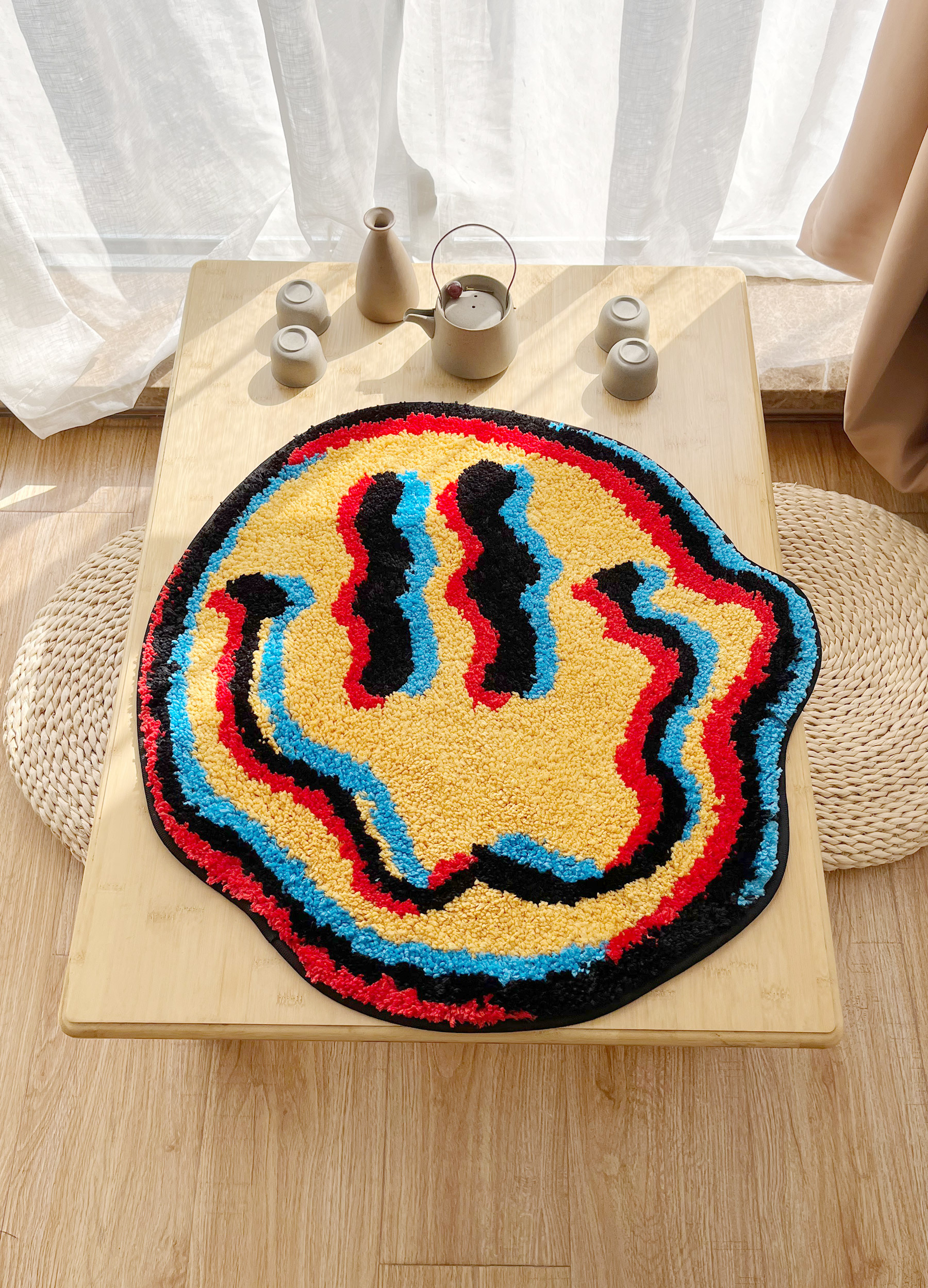 Magic Trippy Smiling Face Tufted Rug Handmade Tufted Fluffy - Temu Canada