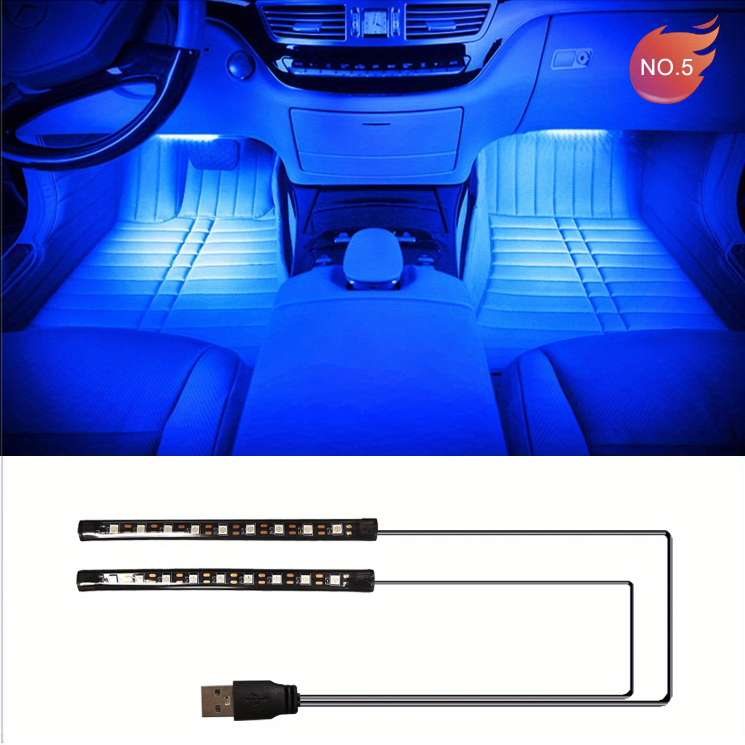 Éclairage LED Voiture Intérieur - Trongle Lampe , 48 LED Lumières de Bande  avec télécommande sans fil, méliorée Étanche Multicouleurs sous  l'Éclairage, DC5V : : Auto et Moto