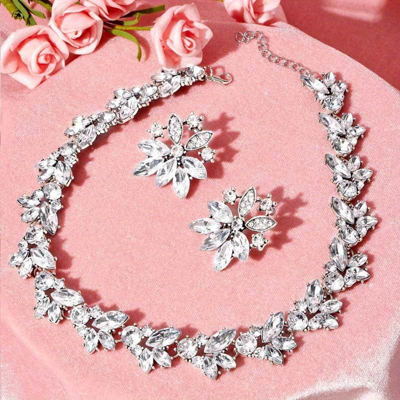 Bridal Zircon Personality Luxury Ornaments Evening Dress Necklace & Earring Jewelry  Set, Dress Set Party Wedding Accessories - Temu United Arab Emirates