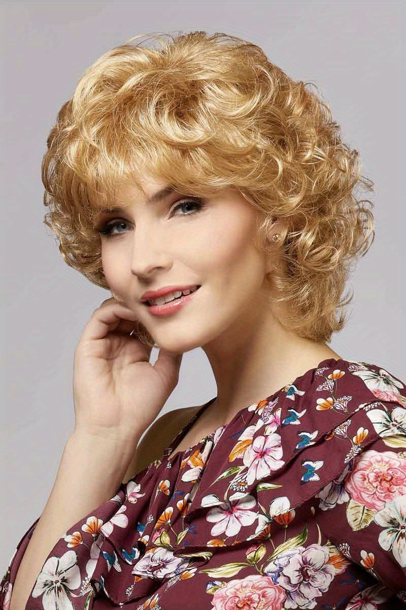 Women Short Curly Wavy Wigs Bangs Synthetic Full Wigs Daily Temu