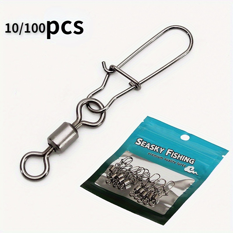 10/100pcs Stainless Steel Pike Fishing Lure with Rolling Swivel and Snap  Connector