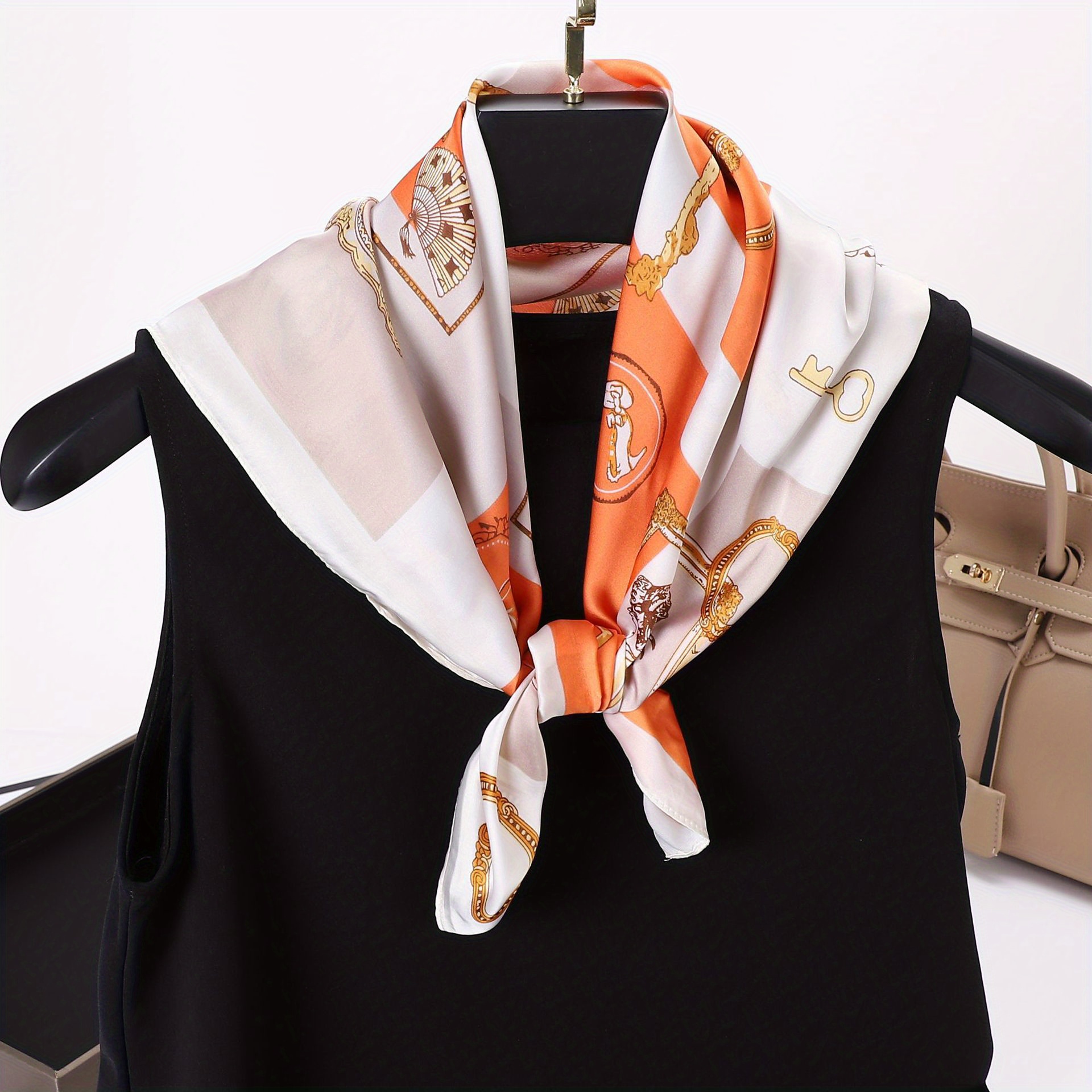 Women's Printed Satin Scarf Scarf Bag Tie Ribbon Square Wrap Shawl Luxury  Scarf Handkerchief Silk Scarf - AliExpress