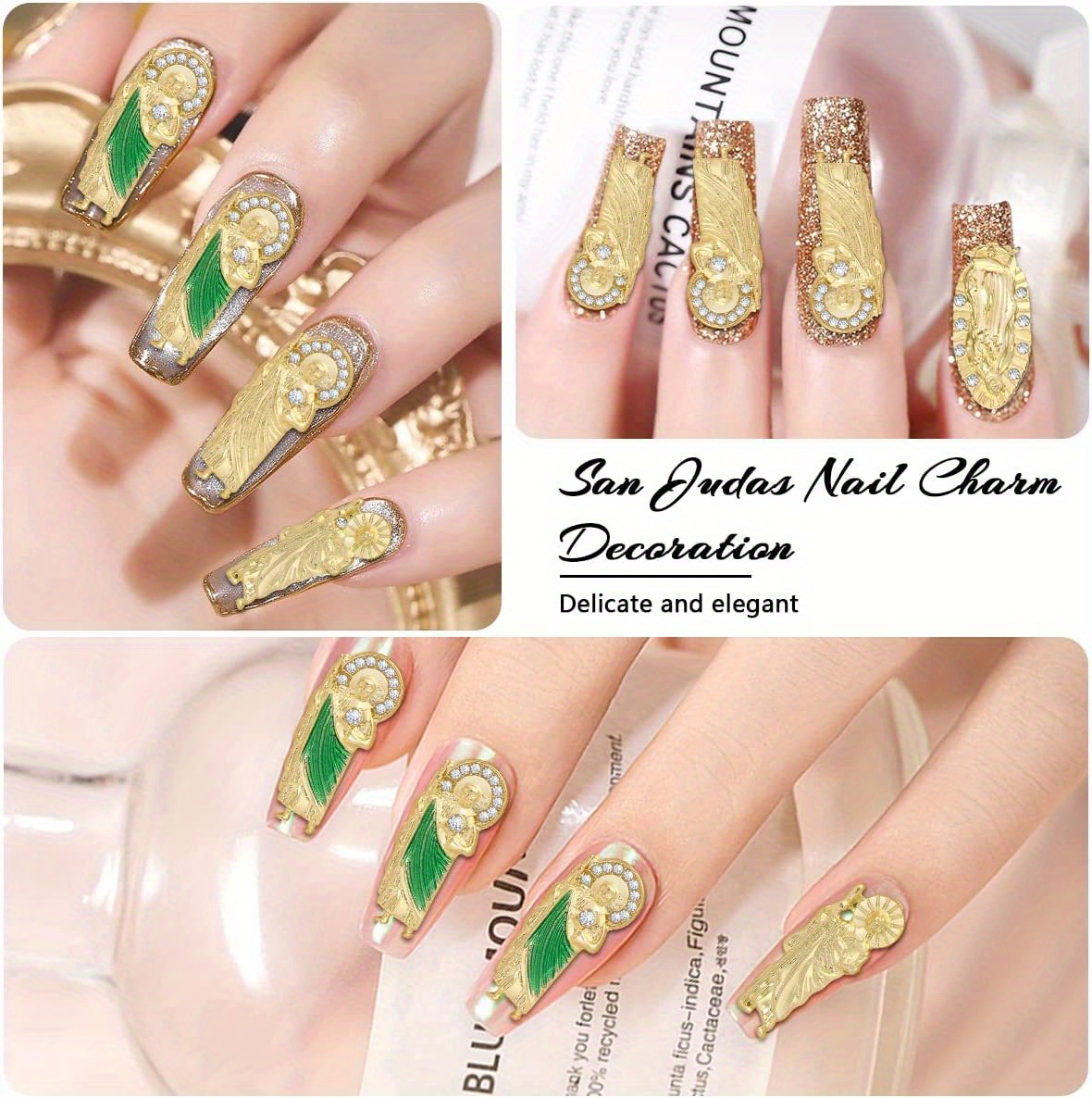 San Judas Nail Charms - Green 5/10 pcs | Nail Charms