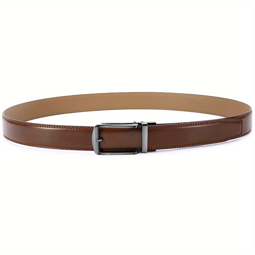 Two Sided Belt Mens Dark Brown Calf Skin Leather 32 / 80 cm - Brown