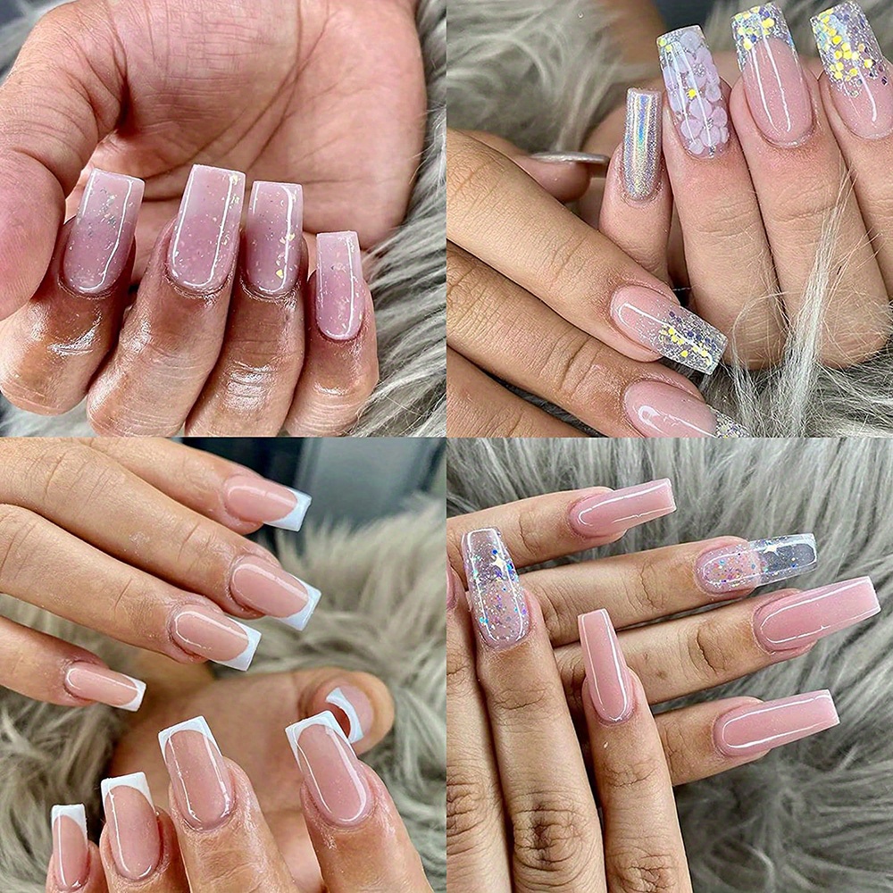 Clear Acrylic Coffin Nails With Full Cover Tips Perfect For - Temu