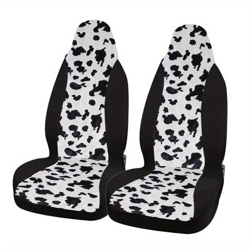 POLERO Funda de asiento de coche con estampado de vaca en blanco y negro  para perros, para asiento trasero, a prueba de arañazos, lavable, funda de