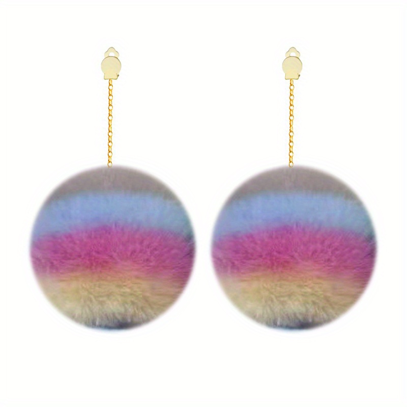 Fluffy Pom Pom Drop Earrings Creative Elegant Trendy - Temu