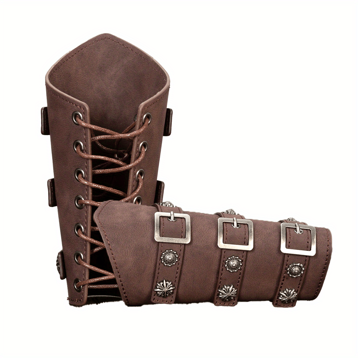 Medieval Pu Leather Buckle Arm Bracers Knight Larp Retro