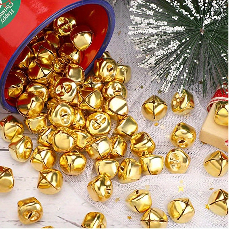 YIJU 100pcs Bells Colorful Christmas Metal Bells Craft for Party Wedding Decorations DIY , Bells, Size: 16mm 20mm 25mm 30mm 35mm, Gold