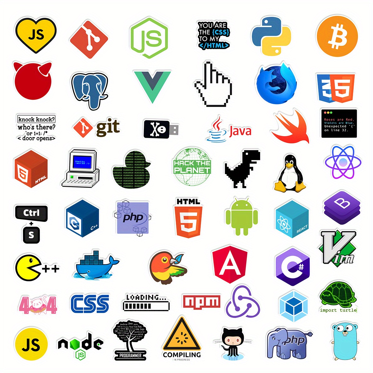 Cartoon Computer Programming Series Graffiti Sticker - Temu