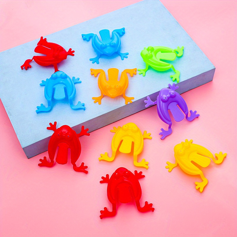 12pcs Jumping Leap Frog Toy Plastic Jumping Frogs Funny Bouncing Frog Toys  For Kids Easter Birthdays Party Favors, Mixed Color