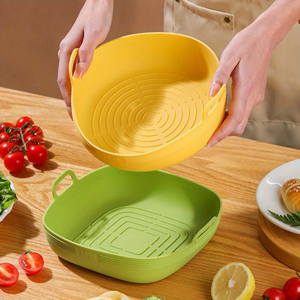 Air Fryer Silicone Pot Oven Baking Tray Basket Mat Grill Pan Accessories  Round