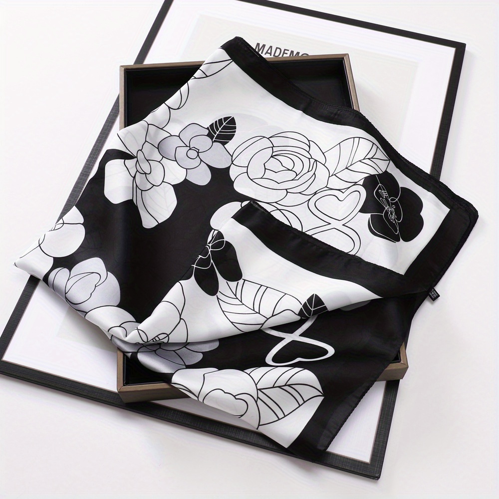 Classic Print Square Scarf Bandana Boho Satin Neckerchief Shawl Imitation  Silk Head Wrap Hair Accessories - Temu Lithuania