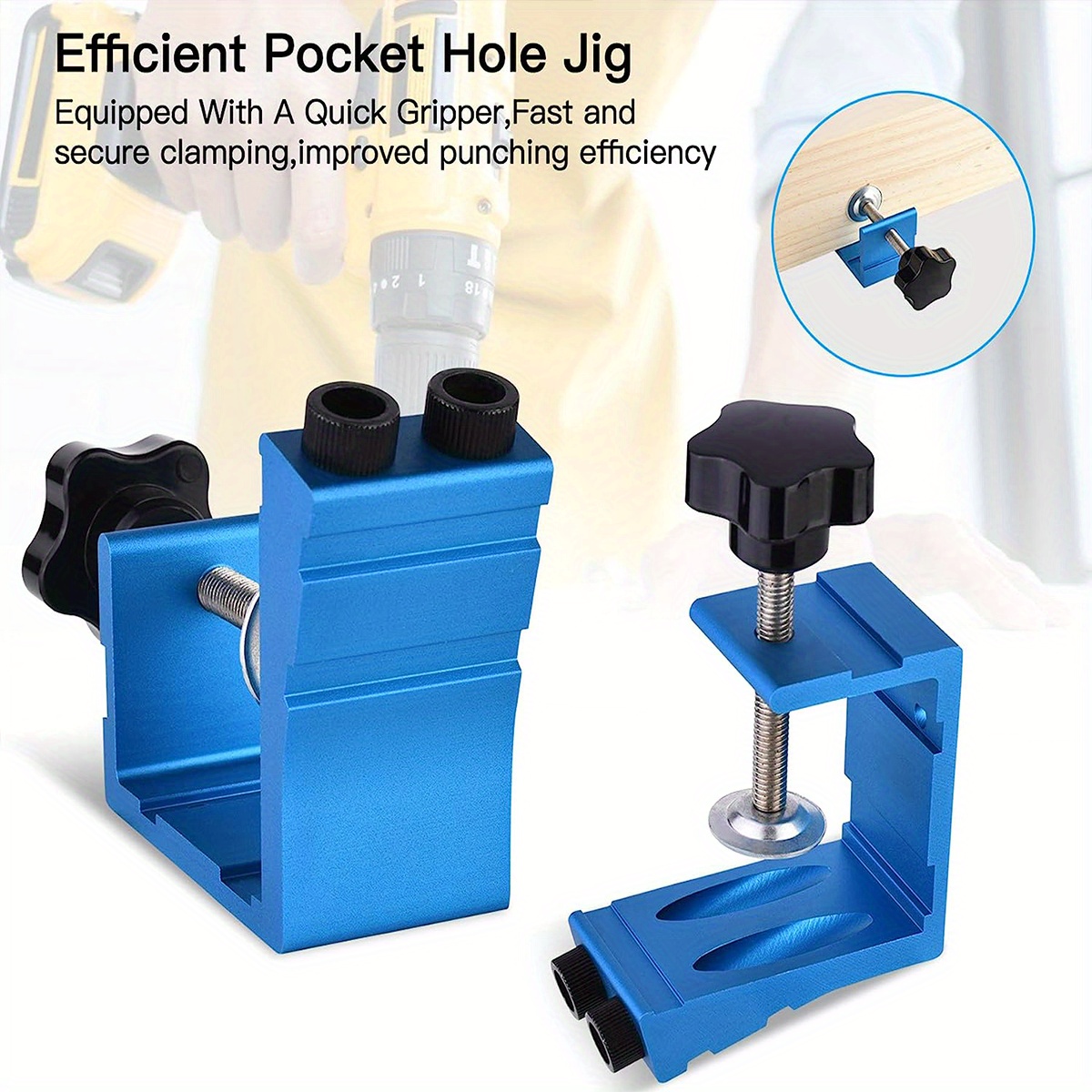 HFM Pocket Hole Jig Kit Adjustable Woodworking Tools Pocket Dowel
