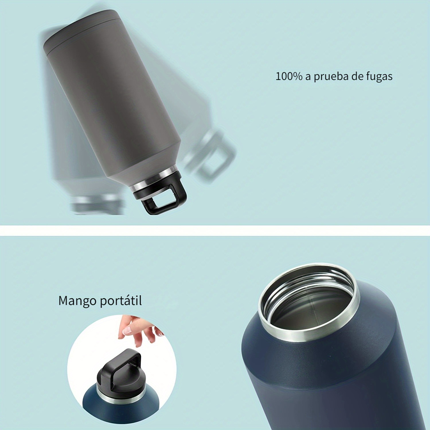 Ion8 fuga prueba botella de agua clara / de acero, BPA libre, azul, 560ml -   México