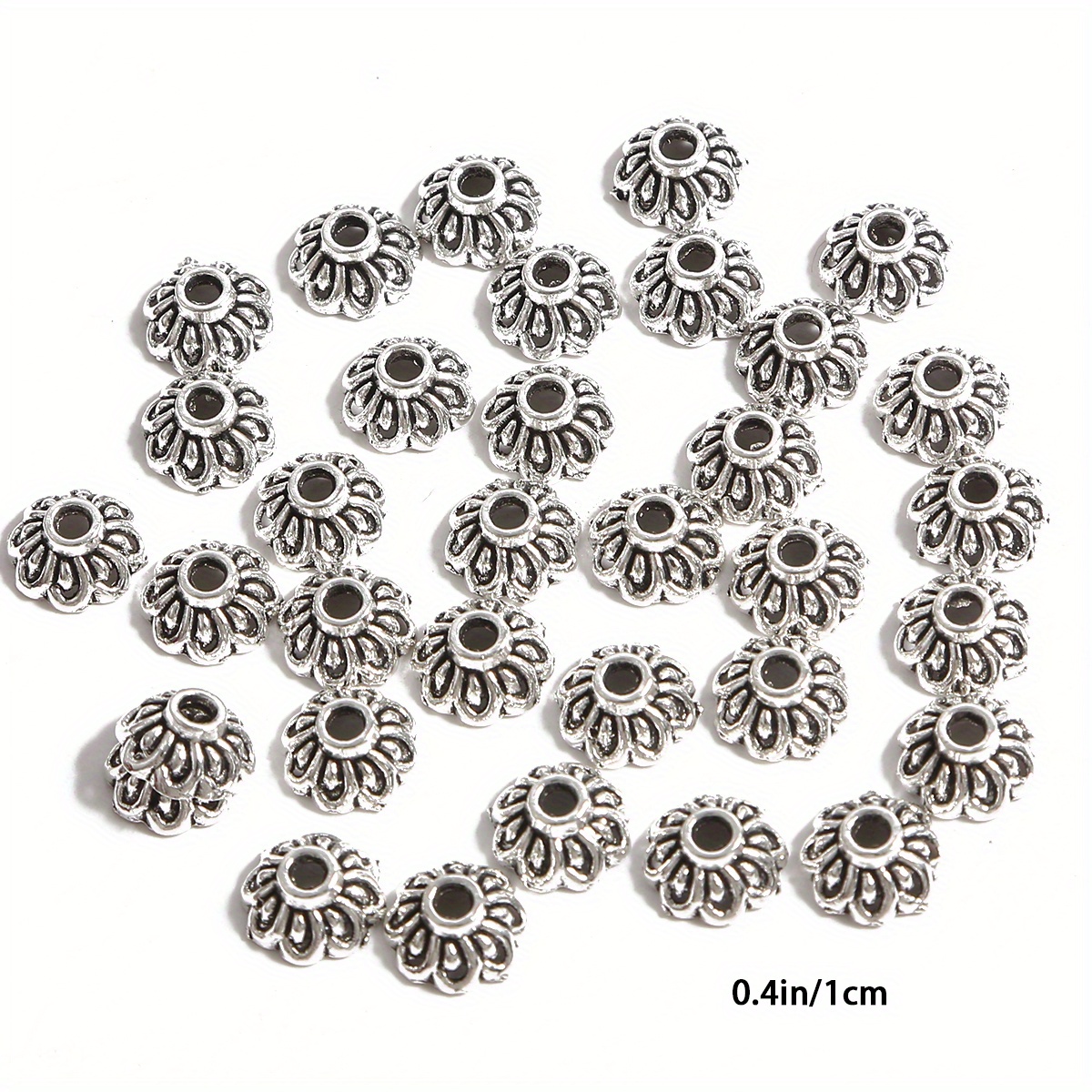 Antique Silver Color Alloy Hollow Flower Holder Spacer Bead - Temu