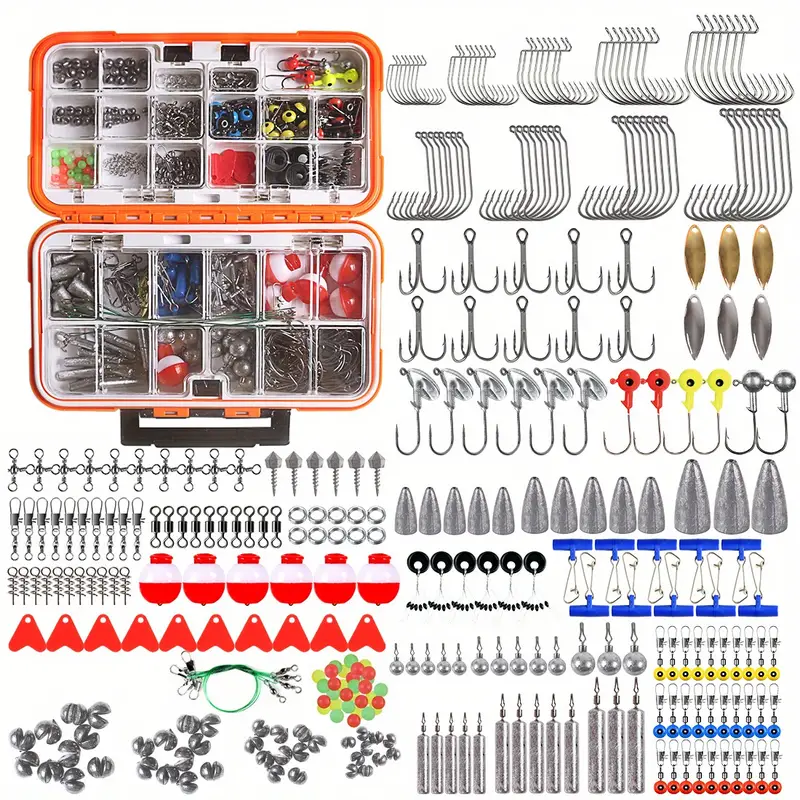 343pcs Complete Fishing Kit with Tackle Box - Includes Hooks, Weights,  Swivels, Slides, Lures, and Bait Box - Perfect for Freshwater and Saltwater  Fis