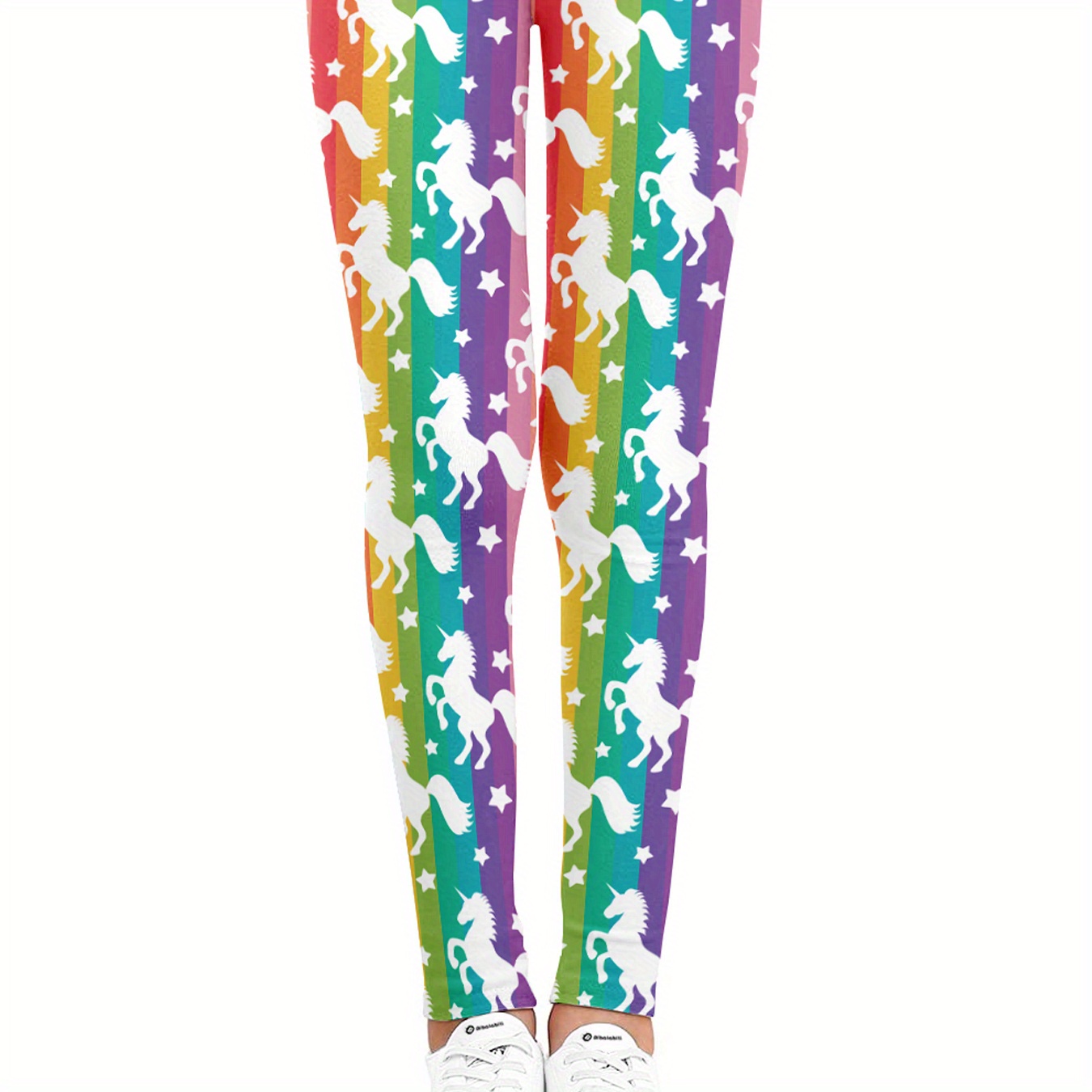 Girls Cartoon Unicorn Leggings Contrast Color Legging Pants - Temu Canada