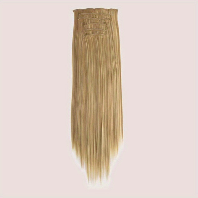 16pcs long straight hair extensions for women clip in synthetic hairpieces natural look   hair styling accessories details 14