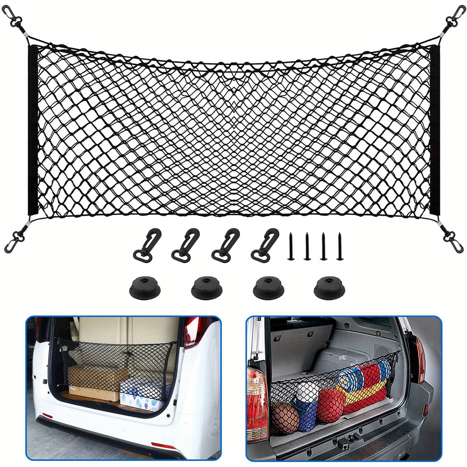1pc Heavy Duty Cargo Nets For SUV Stretchable, Universal Trunk Net  Organizer For Cars, Trucks Adjustable Storage Cargo Net With Hooks