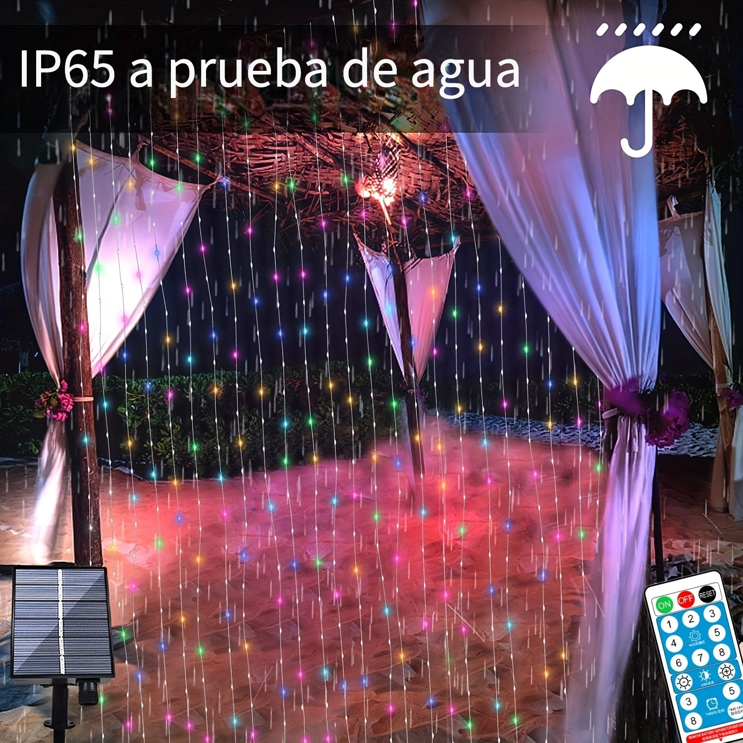 1 Paquete 9.84 Pies 300/200/100 Luces Solares Cortina Led - Temu Chile