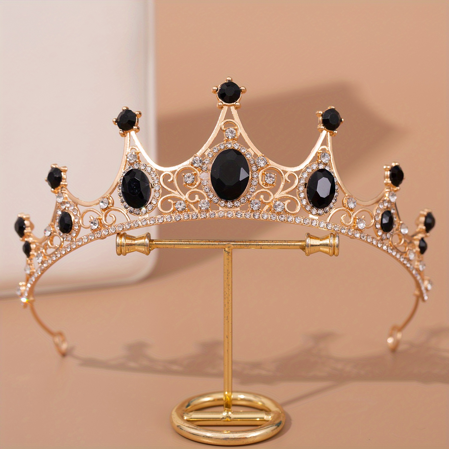 Baroque Crown Black Bridal Crystal Tiara Crown Gothic Wedding