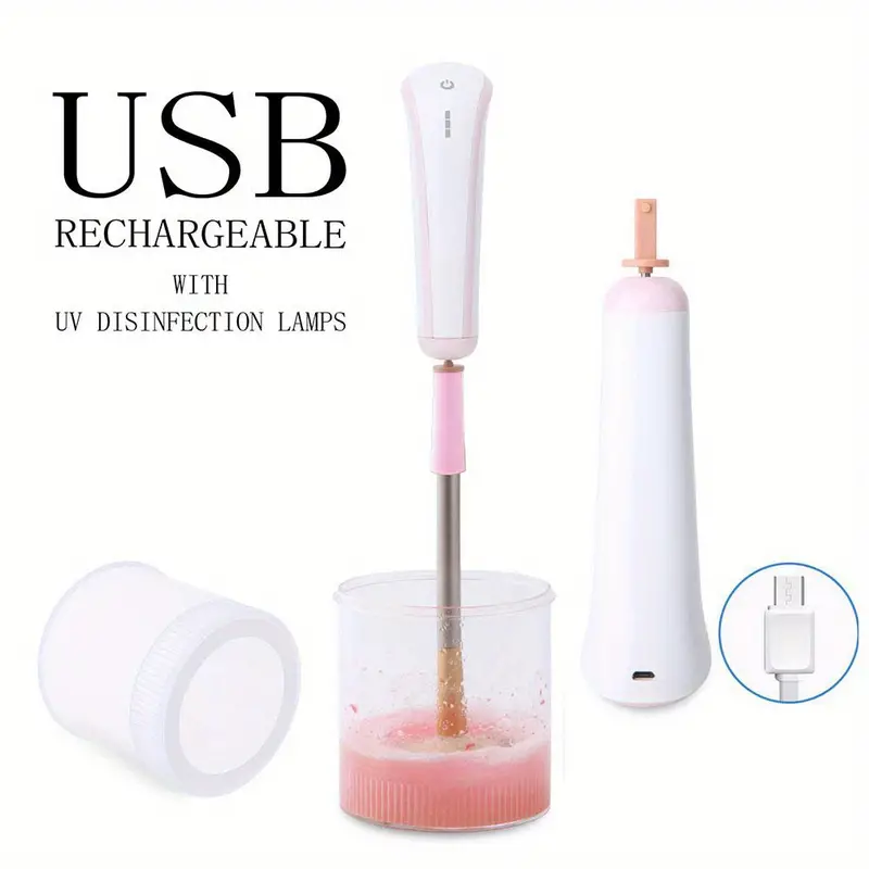 private label automatic rotation brush cleaning dryer tool electric makeup brush cleaner details 3