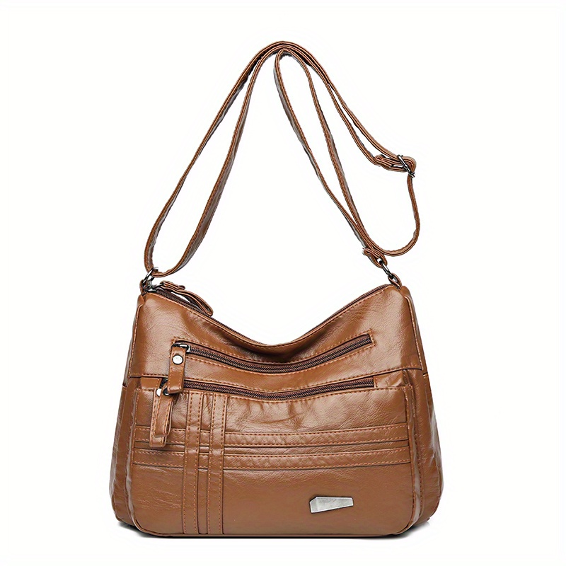 Stone Mountain Handbags Crossbody Women Brown Faux Pebbled Leather