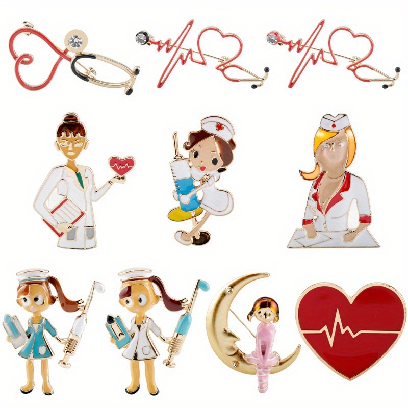 Cartoon Doctor & Patient - Pin, Magnet or Badge Holder