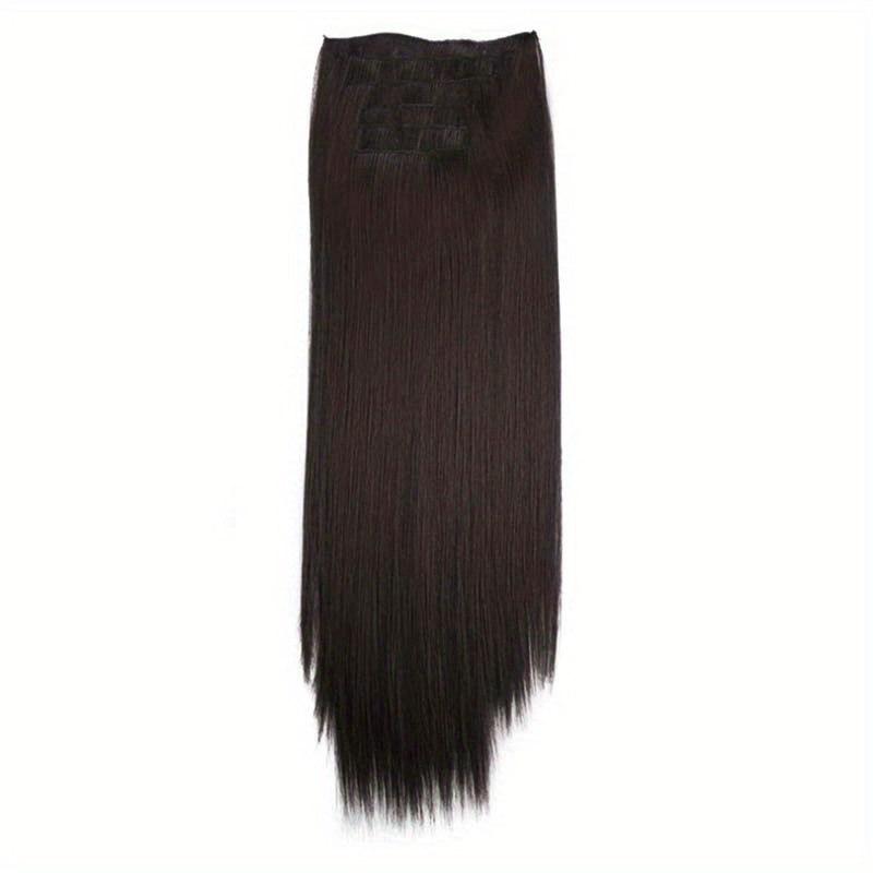 16pcs long straight hair extensions for women clip in synthetic hairpieces natural look   hair styling accessories details 11