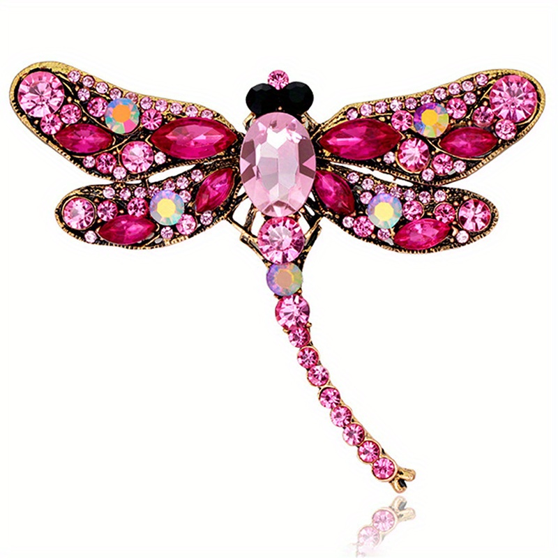 Rhinestone Dragonfly Brooch, Dual Purpose Corsage Pendant
