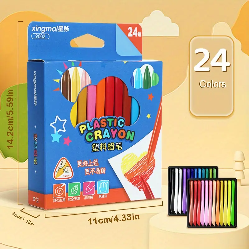 Children's Crayon Set Triangle Crayon Plastic Crayon - Temu