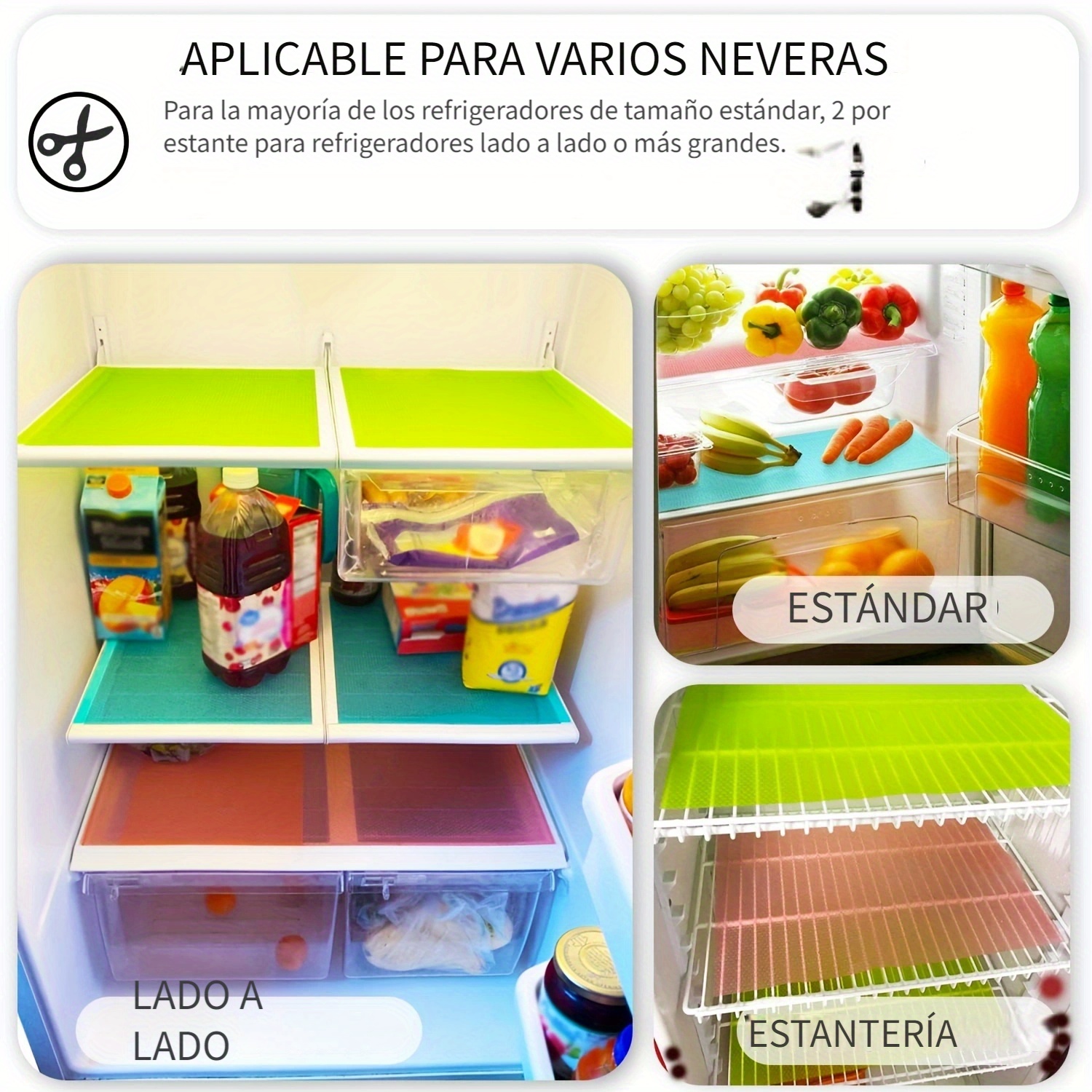  Revestimientos para refrigerador, 12 x 17.7 pulgadas, tapetes  lavables para refrigerador, accesorios de cocina para el hogar, accesorios  de organización imprescindibles para congelador, estantes de vidrio,  cajones, armarios, paquete de 7 