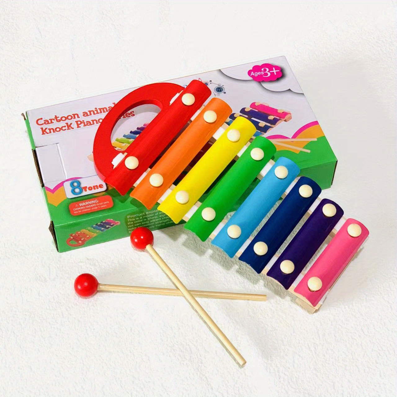 Xylophone pour enfants, Glockenspiel en bois naturel pour bébé, jouet  musical octave Xylophone base en bois pour apprentissage des instruments de