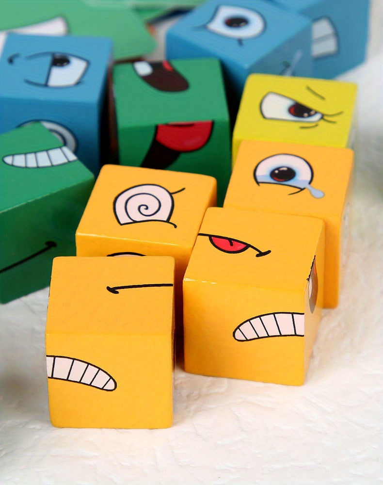 Expressions en bois Matching Cube Block Puzzle Jeux éducatifs Montessori  Jouet Enfants 3 ans Changer le visage Rubiks Cube Blocs de construction -   Canada