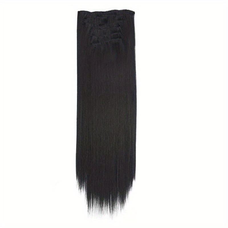 16pcs long straight hair extensions for women clip in synthetic hairpieces natural look   hair styling accessories details 6