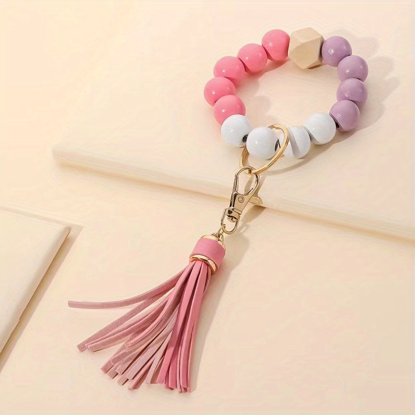 Wooden Beads Tassel Keychain