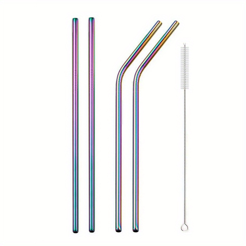 12 Pcs Reusable Metal Straws, Drinking Straws, Aluminum Straws, Smoothies  Straws, Rainbow Colorful Straws for Party, Included Cleaning Brushes