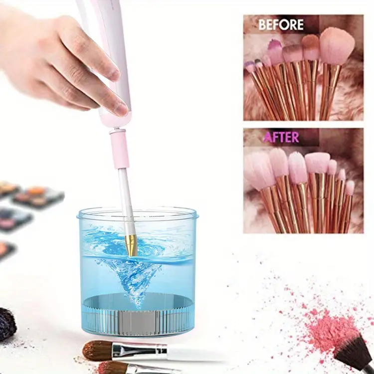 private label automatic rotation brush cleaning dryer tool electric makeup brush cleaner details 7