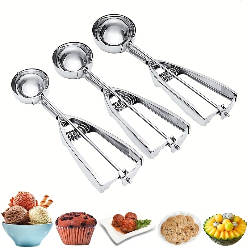 Cookie Scoop, Ice Cream Scooper with Trigger, Small, and Large Stainless Steel Cookie Scoops for Baking, Ergonomic Handle Cookie Dough Scoop, Size: 55