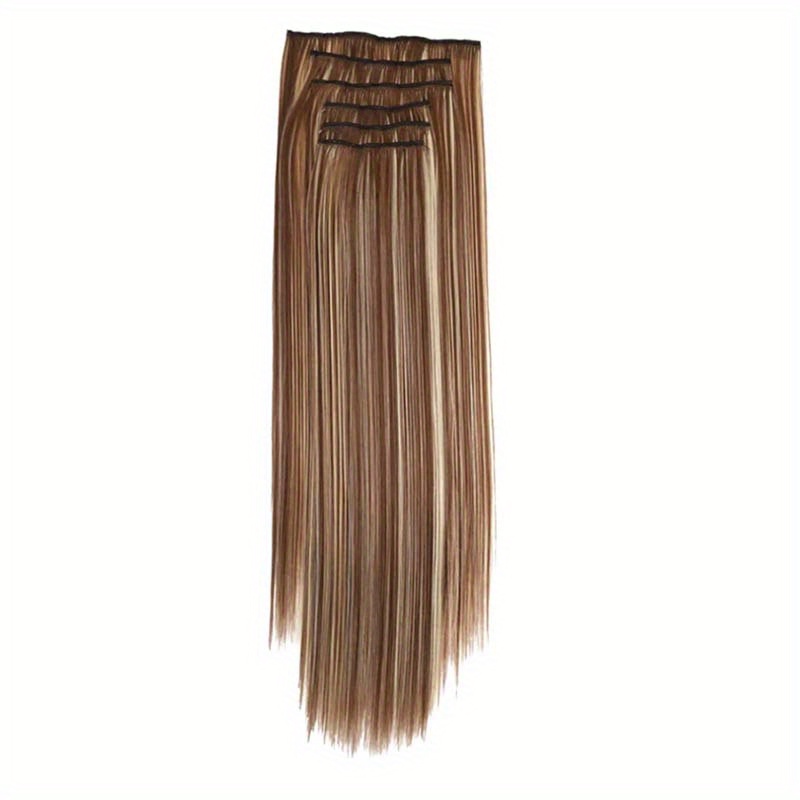 16pcs long straight hair extensions for women clip in synthetic hairpieces natural look   hair styling accessories details 13